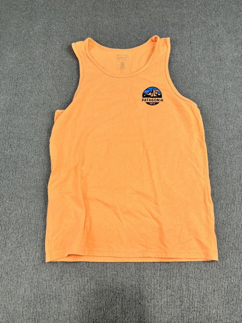 Patagonia Mens Orange 1973 Logo Tank Top Small